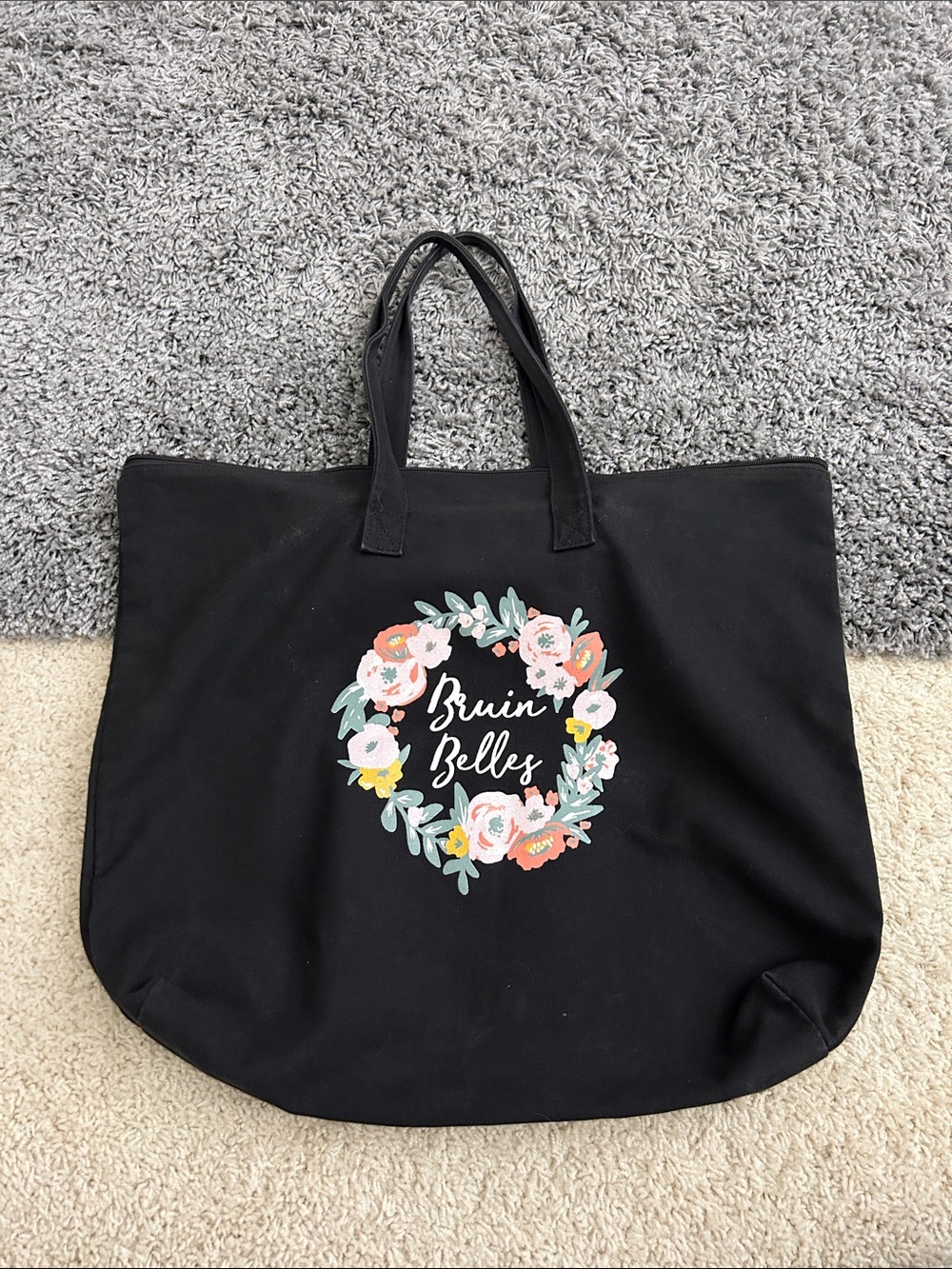 UCLA Bruins Black Floral Canvas Tote Bag UCLA Bruin Belles Tote Bag Beach Bag